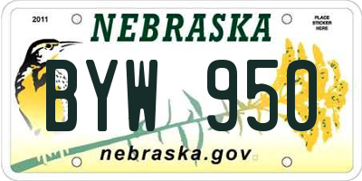 NE license plate BYW950