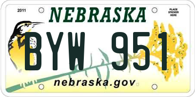 NE license plate BYW951