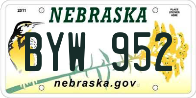 NE license plate BYW952