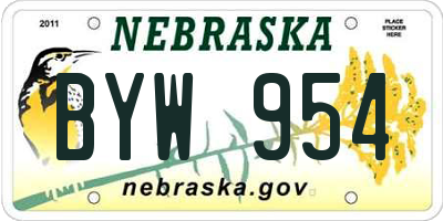 NE license plate BYW954