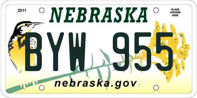 NE license plate BYW955