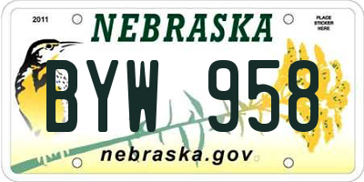 NE license plate BYW958