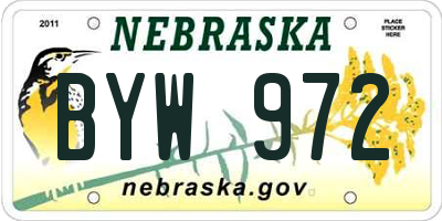 NE license plate BYW972