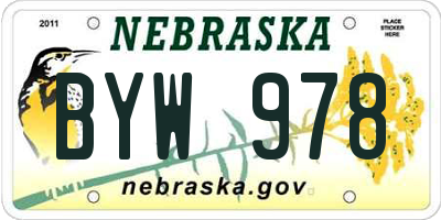 NE license plate BYW978
