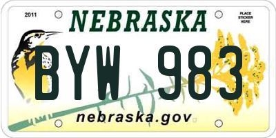 NE license plate BYW983