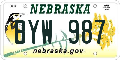 NE license plate BYW987