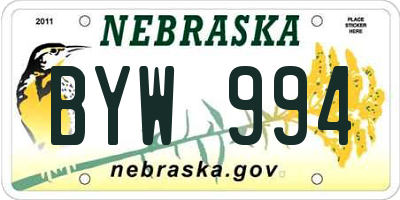 NE license plate BYW994