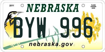 NE license plate BYW996