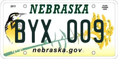 NE license plate BYX009