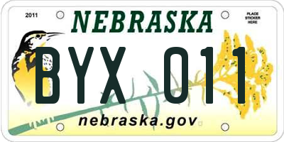 NE license plate BYX011