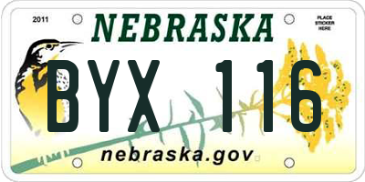 NE license plate BYX116