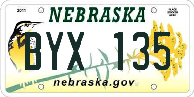 NE license plate BYX135