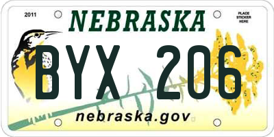 NE license plate BYX206