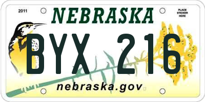 NE license plate BYX216