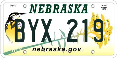 NE license plate BYX219