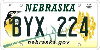 NE license plate BYX224