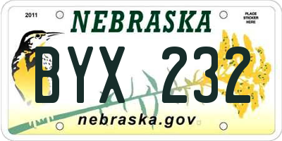 NE license plate BYX232