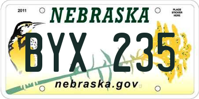 NE license plate BYX235