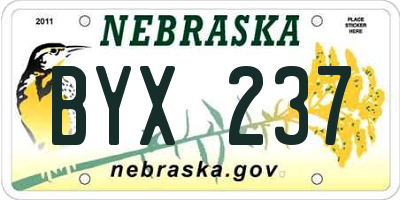 NE license plate BYX237