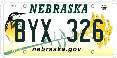 NE license plate BYX326