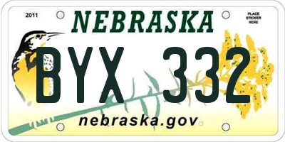 NE license plate BYX332