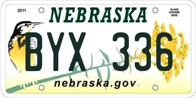 NE license plate BYX336