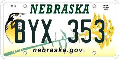 NE license plate BYX353