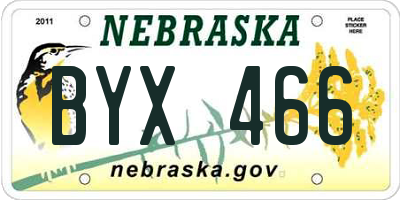 NE license plate BYX466