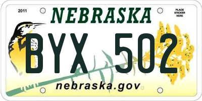 NE license plate BYX502