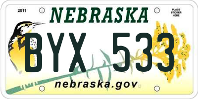 NE license plate BYX533