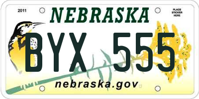 NE license plate BYX555