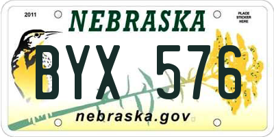 NE license plate BYX576
