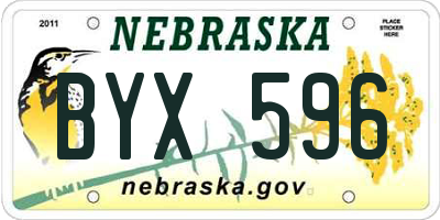 NE license plate BYX596