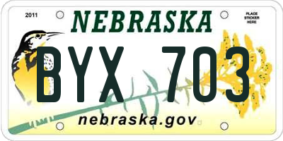 NE license plate BYX703
