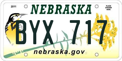 NE license plate BYX717