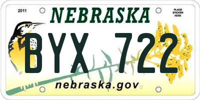 NE license plate BYX722