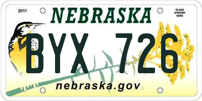 NE license plate BYX726