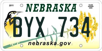 NE license plate BYX734