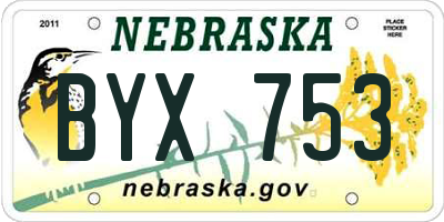 NE license plate BYX753