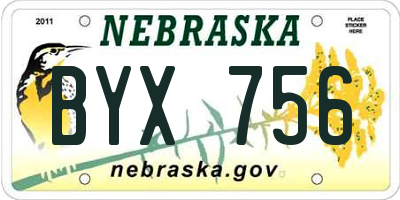 NE license plate BYX756
