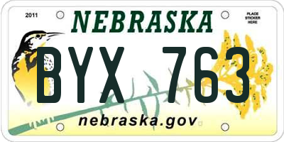 NE license plate BYX763