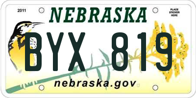 NE license plate BYX819