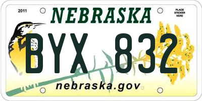 NE license plate BYX832