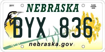 NE license plate BYX836