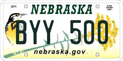 NE license plate BYY500