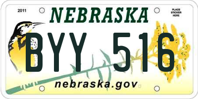 NE license plate BYY516