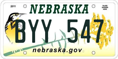 NE license plate BYY547