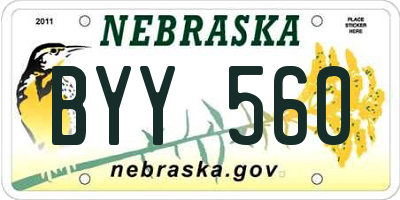 NE license plate BYY560
