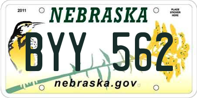 NE license plate BYY562
