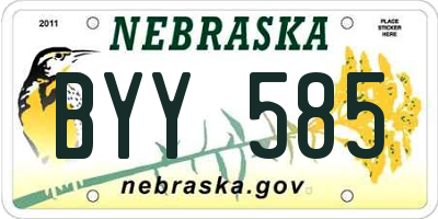 NE license plate BYY585